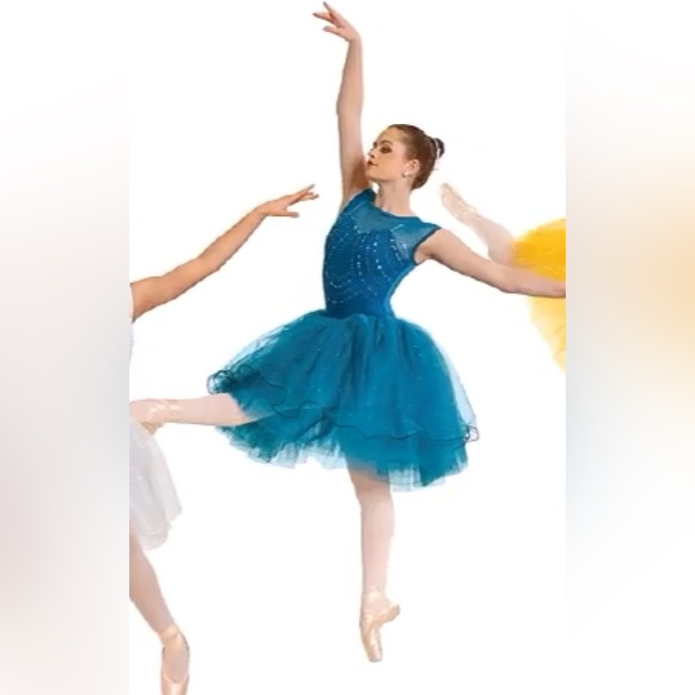 Curtain Call Ballet Costume- Rhinestoned Leotard Sparkly Tutu Child Medium.